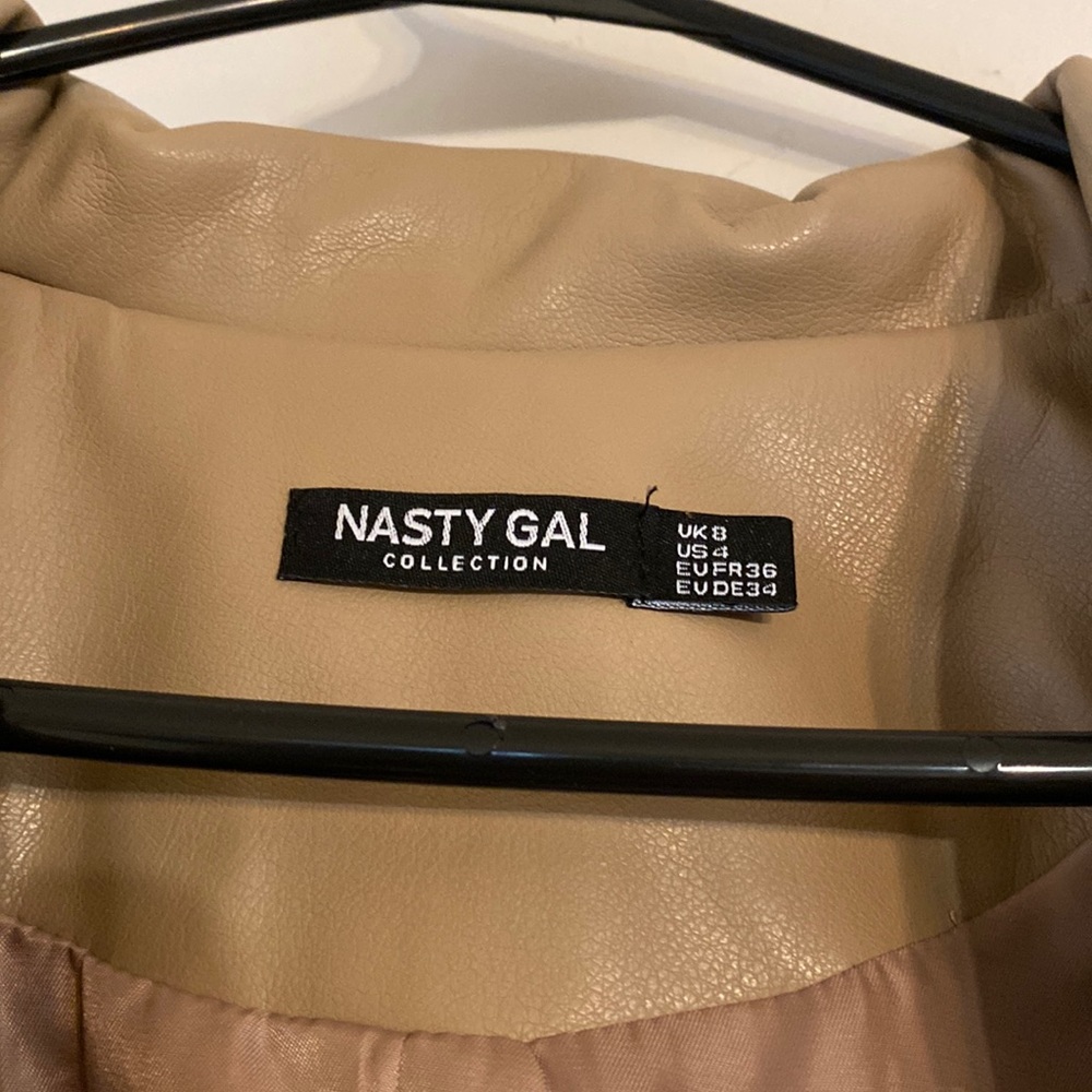 Nasty Gal beige faux leather jacket